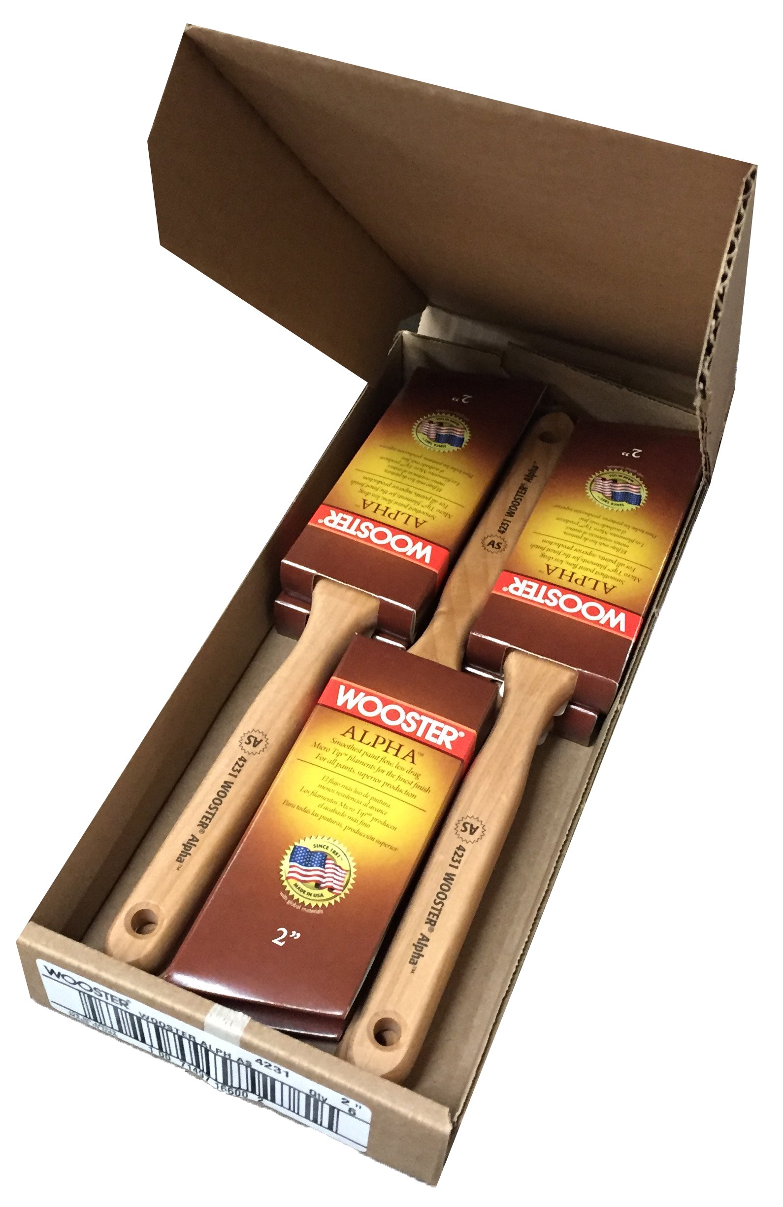 Wooster Brush 4231-2 Inch Alpha Angle Sash Paintbrush, Pack of 6